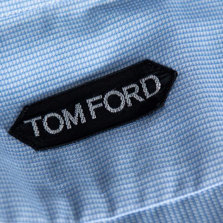 مملوكة مسبقًا Tom Ford Sky Blue Cotton Patterned Shirt XXL 
