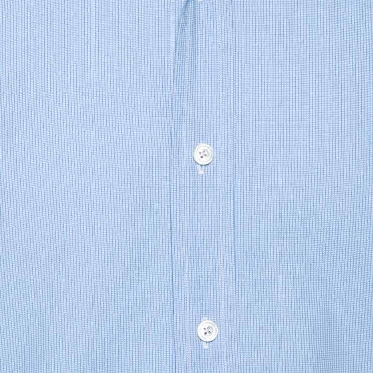 مملوكة مسبقًا Tom Ford Sky Blue Cotton Patterned Shirt XXL 