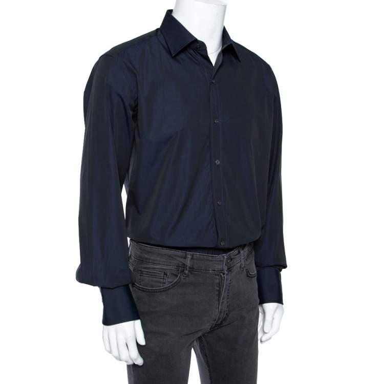 Pre Owned Tom Ford Two Tone Coated Cotton Button Front Shirt XXL 