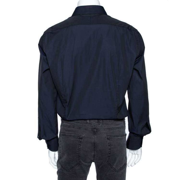 Pre Owned Tom Ford Two Tone Coated Cotton Button Front Shirt XXL 