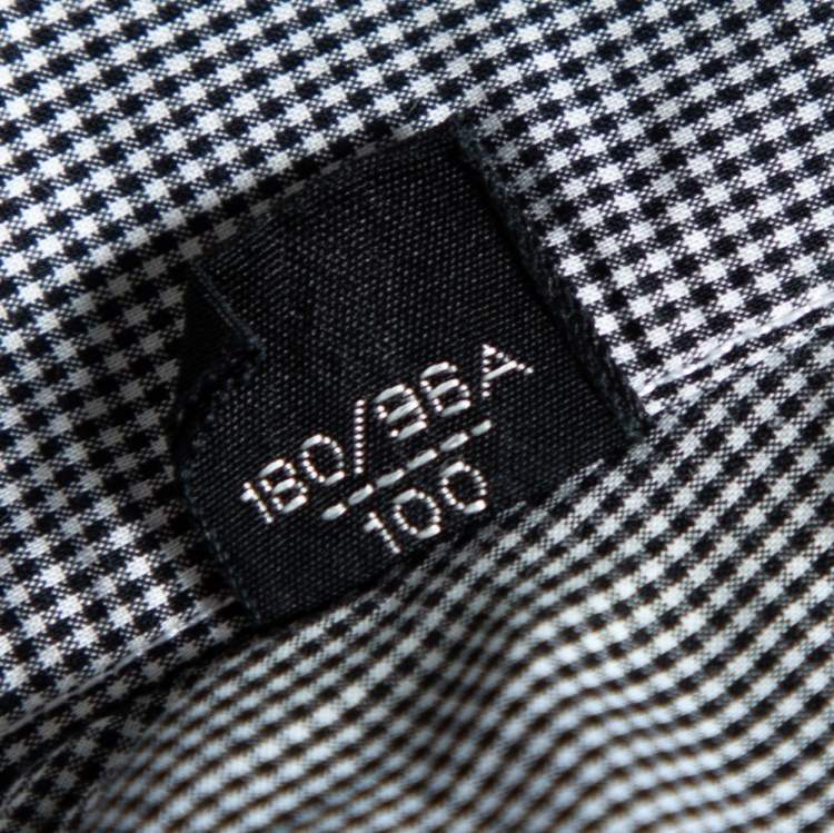 Pre Owned Tom Ford Black Micro Check Cotton Button Front Shirt XL 