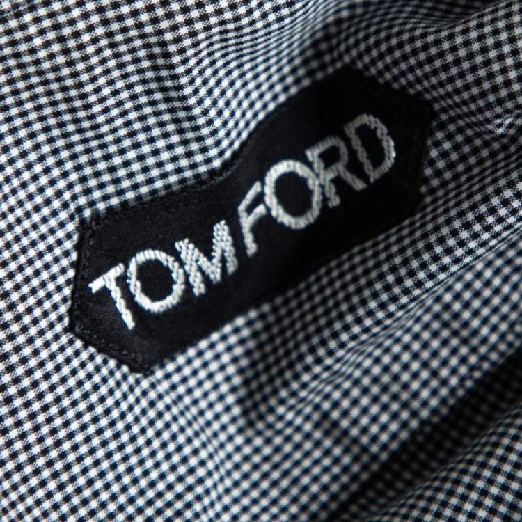 Pre Owned Tom Ford Black Micro Check Cotton Button Front Shirt XL 