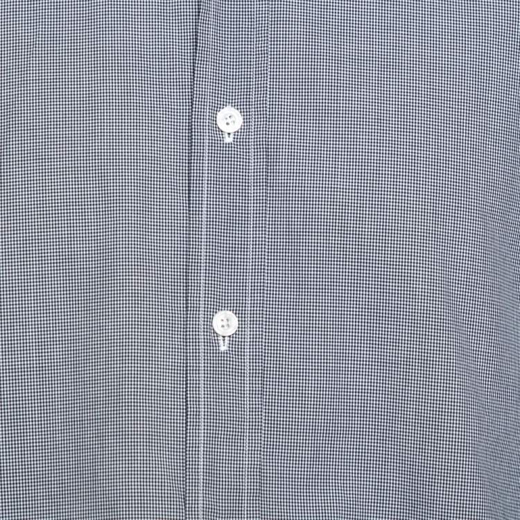 Pre Owned Tom Ford Black Micro Check Cotton Button Front Shirt XL 