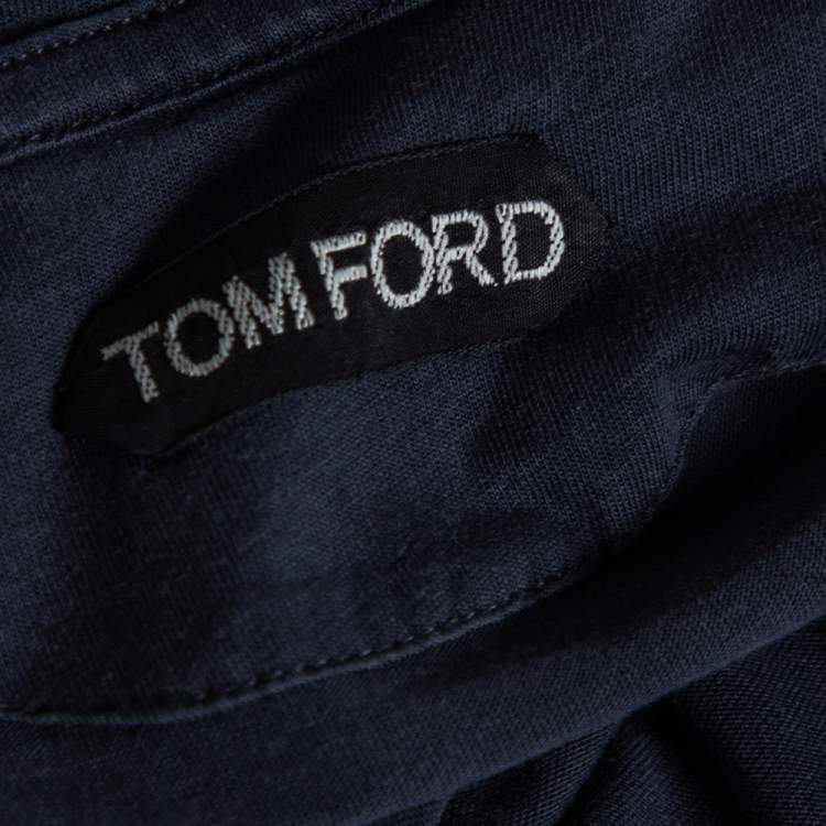 Pre Owned Tom Ford Blue Jersey V-Neck T-Shirt XL