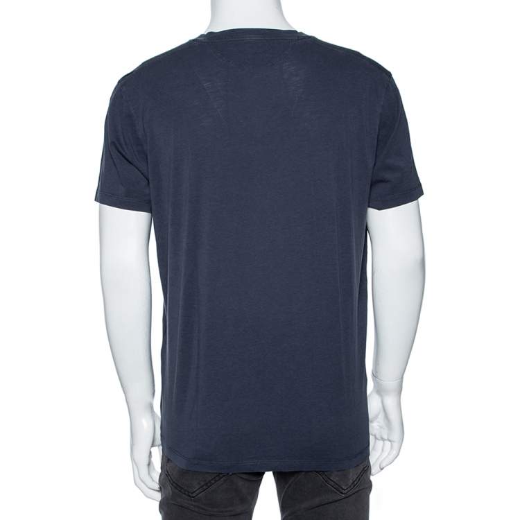 Pre Owned Tom Ford Blue Jersey V-Neck T-Shirt XL