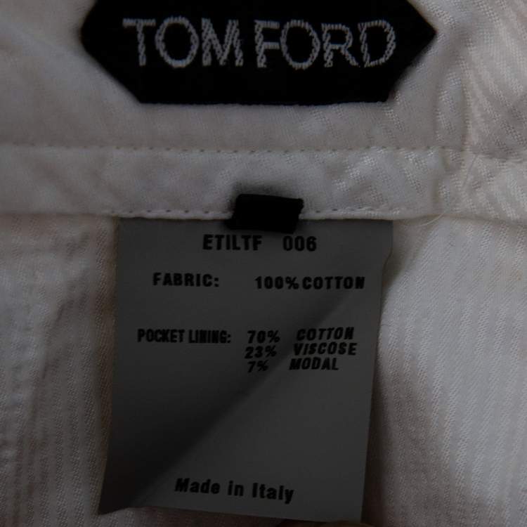 Pre Owned Tom Ford White Cotton Straight Leg Trousers XL