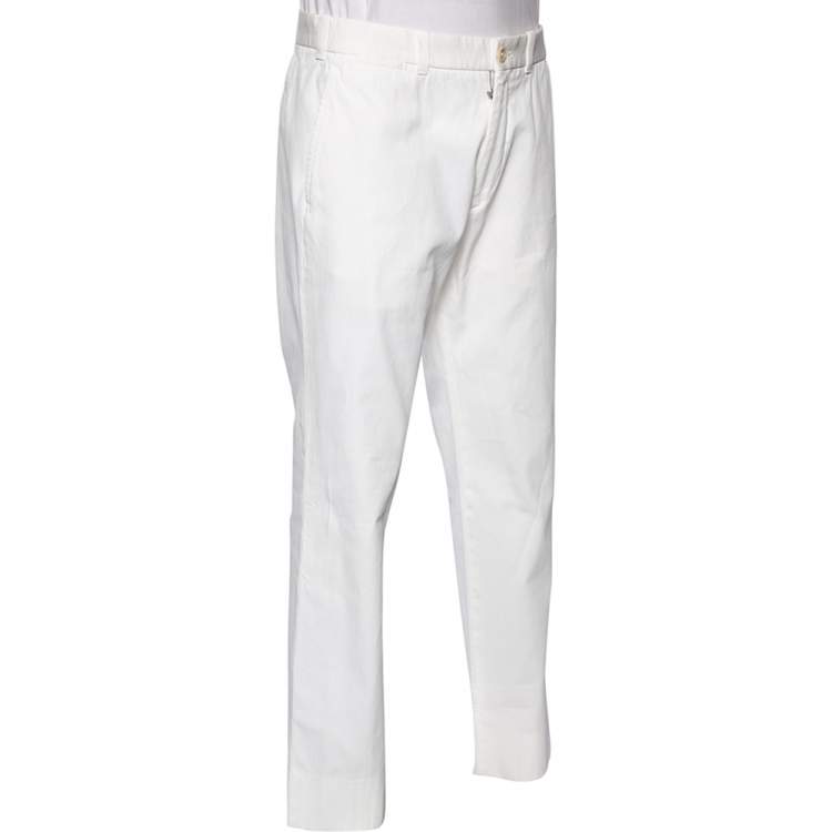 Pre Owned Tom Ford White Cotton Straight Leg Trousers XL