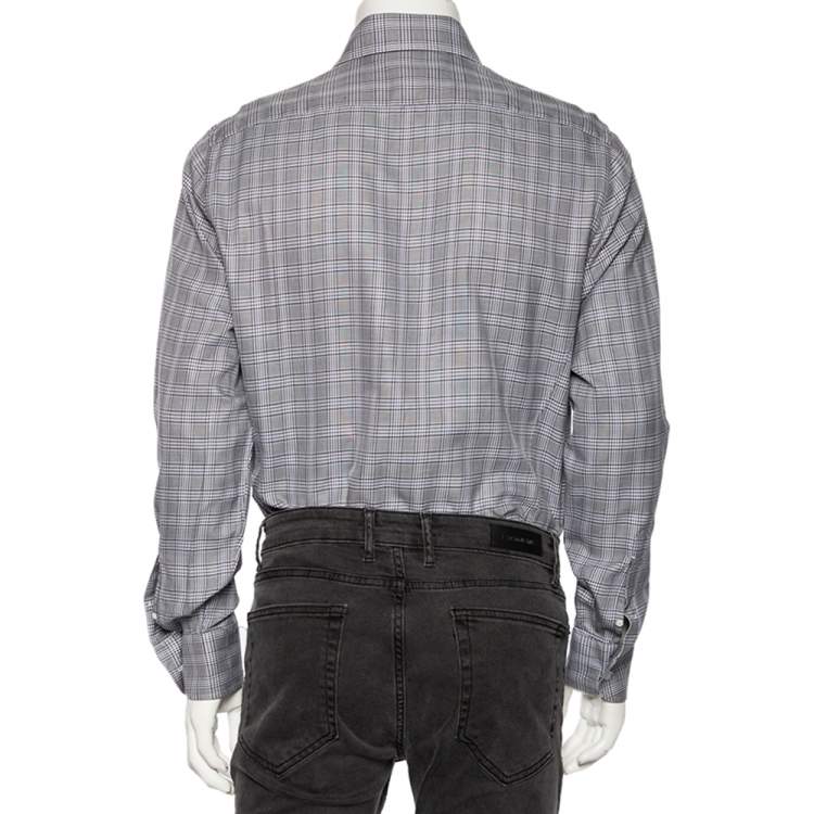 Pre Owned Tom Ford Grey Checkered Cotton Button Front Shirt XL  