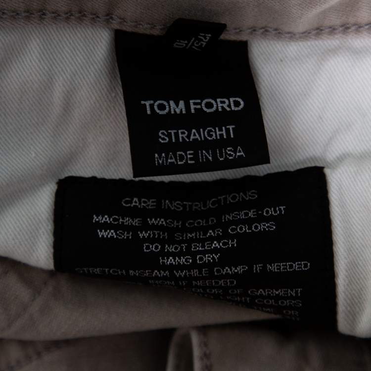 Pre Owned Tom Ford Light Beige Denim Straight Fit Stretch Jeans M