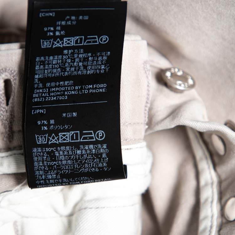Pre Owned Tom Ford Light Beige Denim Straight Fit Stretch Jeans M