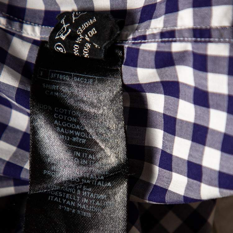 Pre Owned Tom Ford Indigo Gingham Checkered Cotton Button Front Shirt L