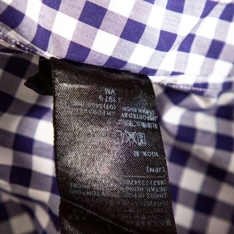 Pre Owned Tom Ford Indigo Gingham Checkered Cotton Button Front Shirt L