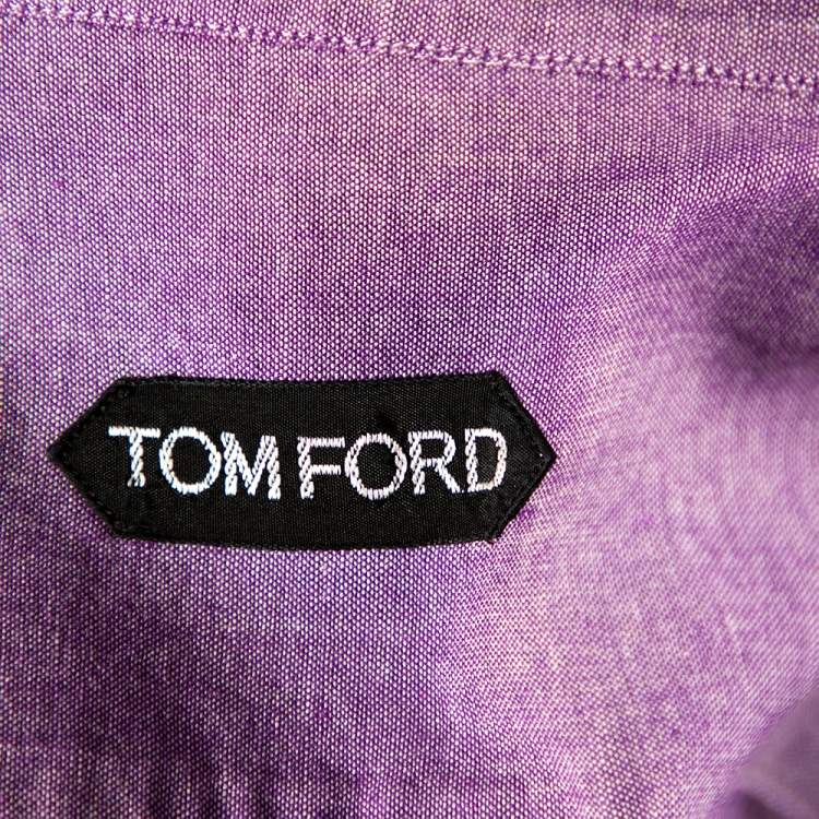 Pre Owned Tom Ford Purple Chambray Cotton Button Front Shirt L