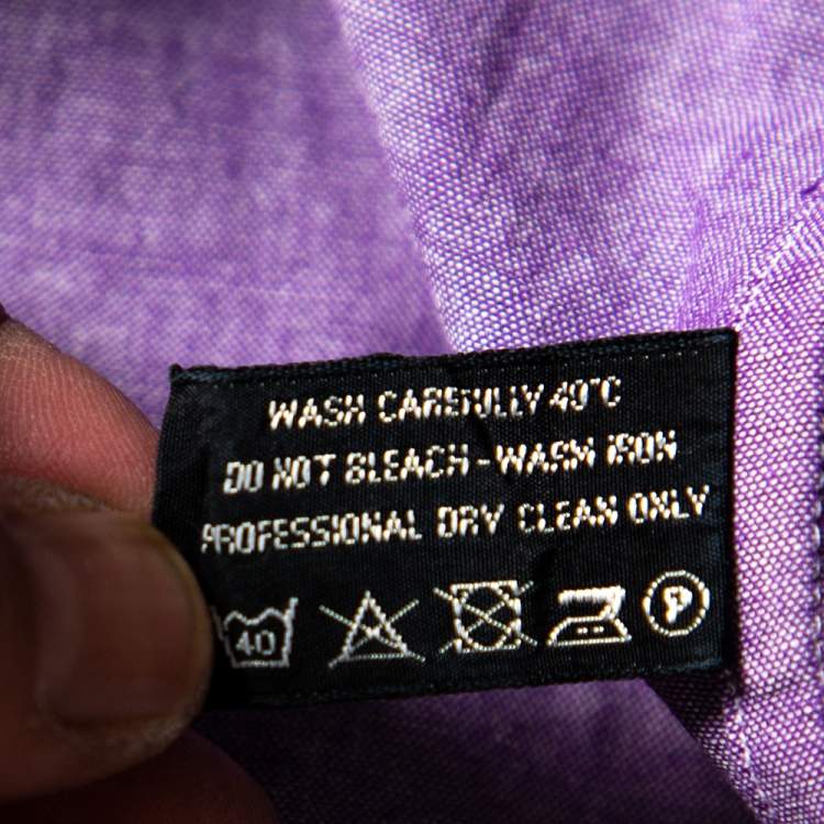Pre Owned Tom Ford Purple Chambray Cotton Button Front Shirt L
