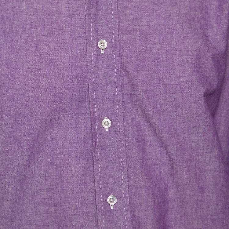 Pre Owned Tom Ford Purple Chambray Cotton Button Front Shirt L