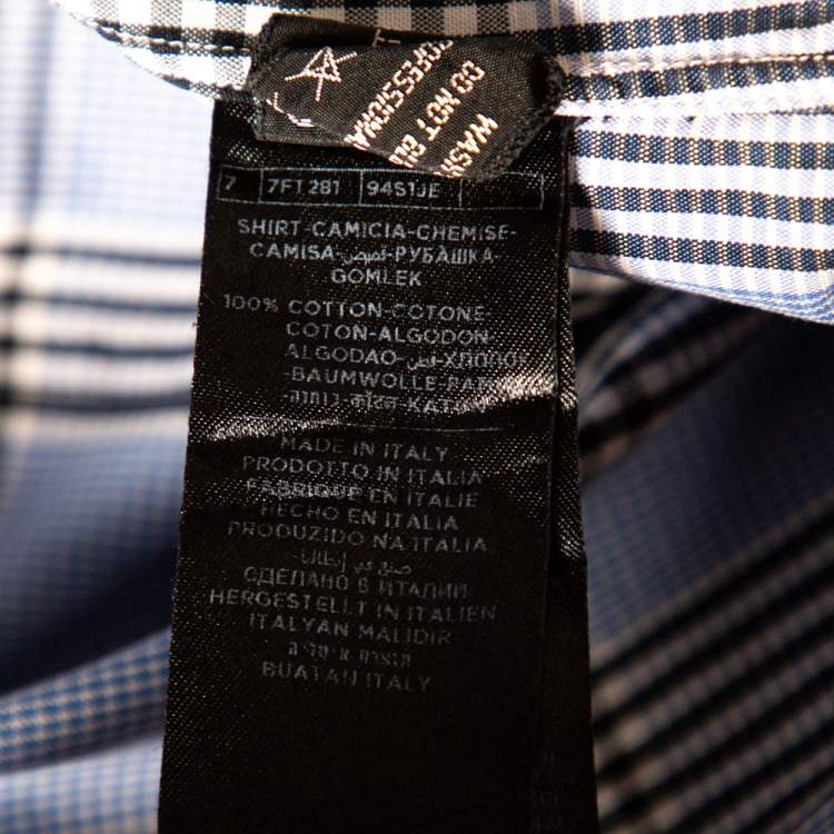 Pre Owned Tom Ford Blue Glen Checkered Cotton Button Front Shirt L