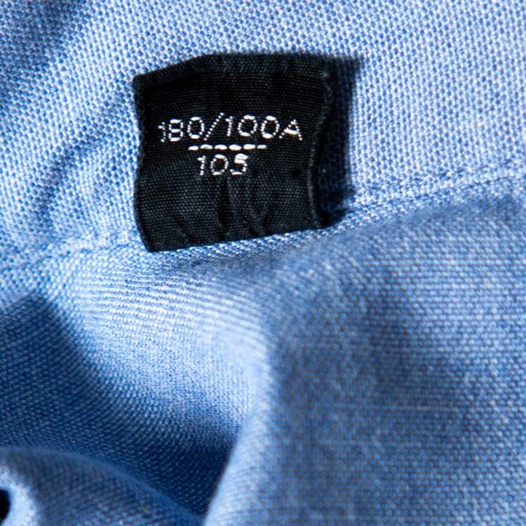 Pre Owned Tom Ford Light Blue Chambray Cotton Patch Pocket Detailed Button Front Shirt XL