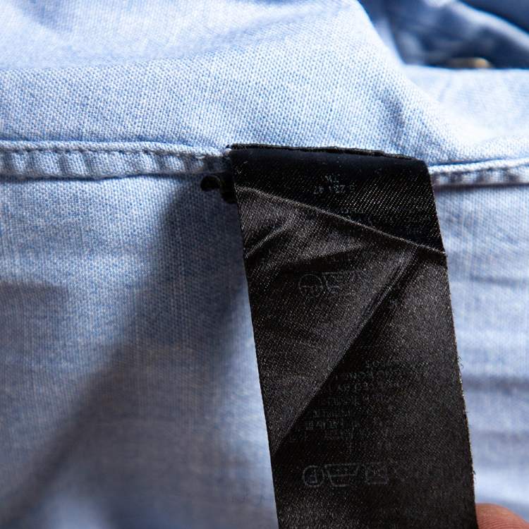 Pre Owned Tom Ford Light Blue Chambray Cotton Patch Pocket Detailed Button Front Shirt XL