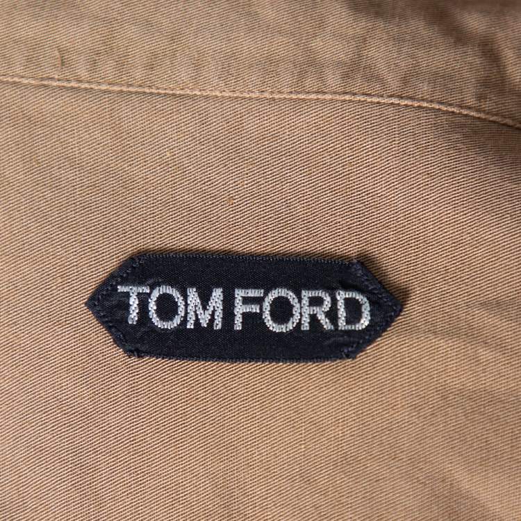 Pre Owned Tom Ford Light Brown Linen Patch Pocket Detailed Button Front Shirt XL
