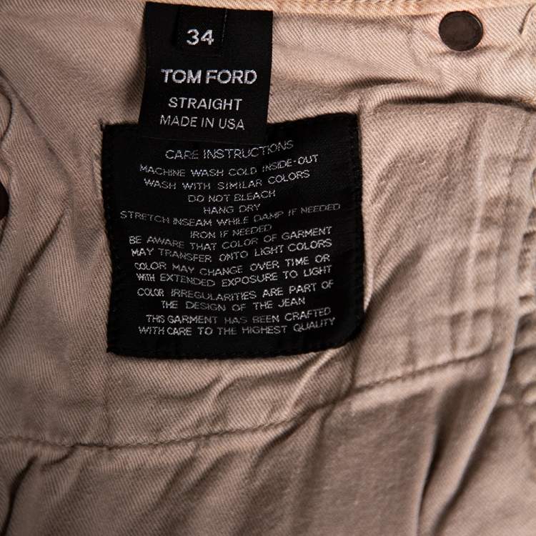 Pre Owned Tom Ford Beige Denim Straight Fit Jeans L