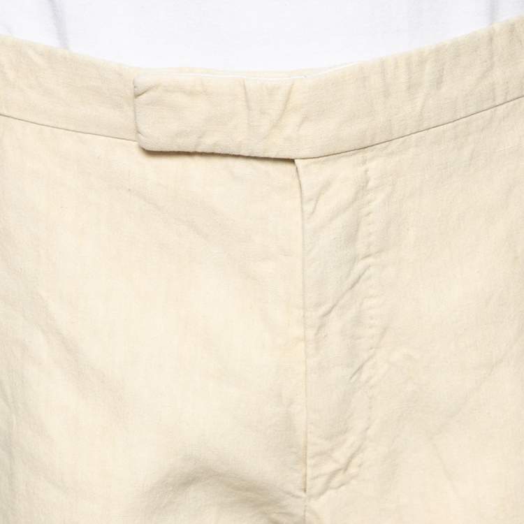 مملوكة مسبقًا Tom Ford Cream Linen Buckle Waist Detailed Pants XL