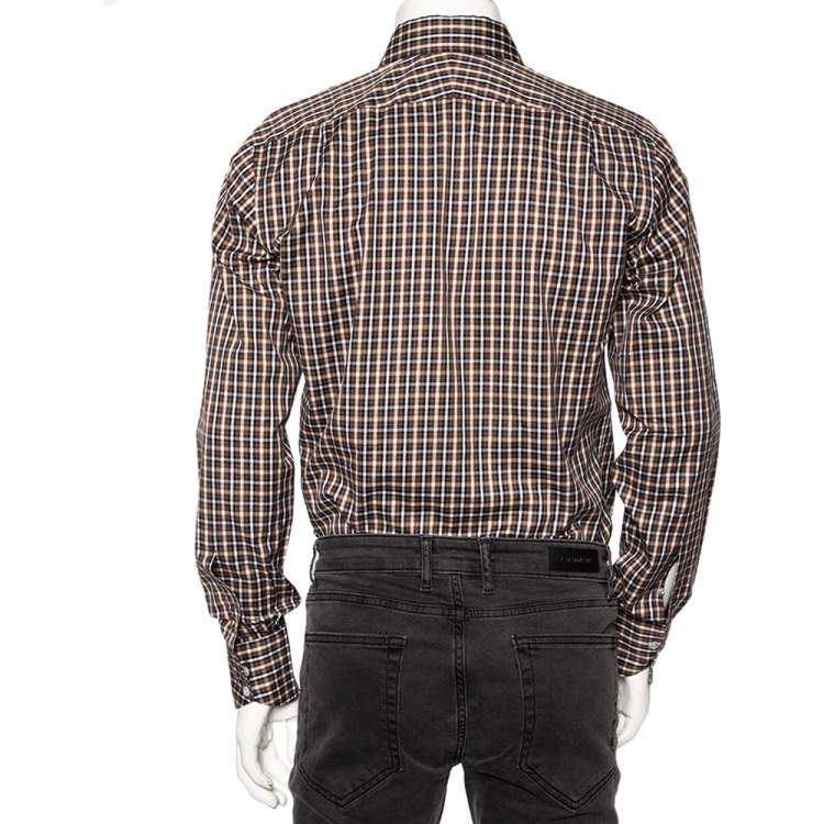 Pre Owned Tom Ford Brown Checkered Cotton Button Front Shirt S
