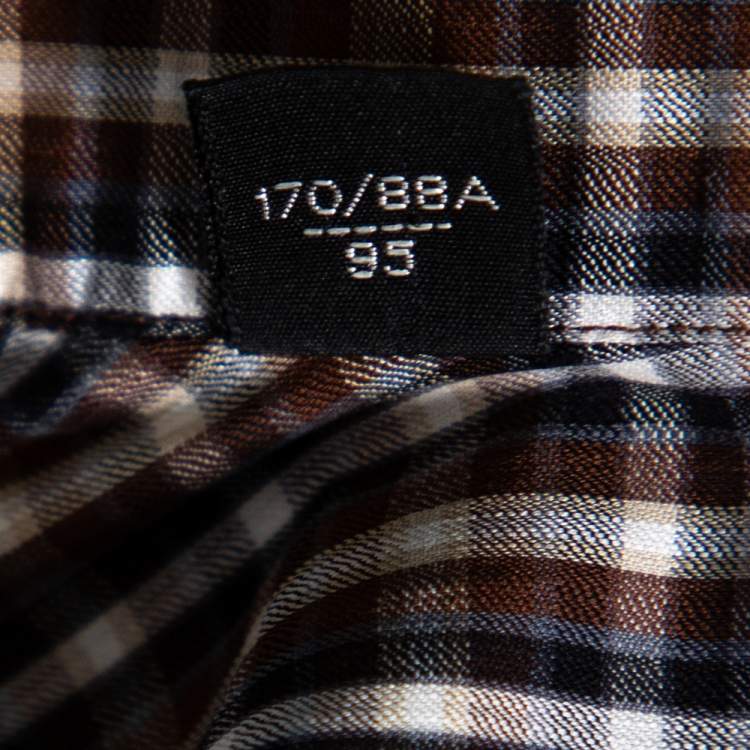 Pre Owned Tom Ford Brown Checkered Cotton Button Front Shirt S