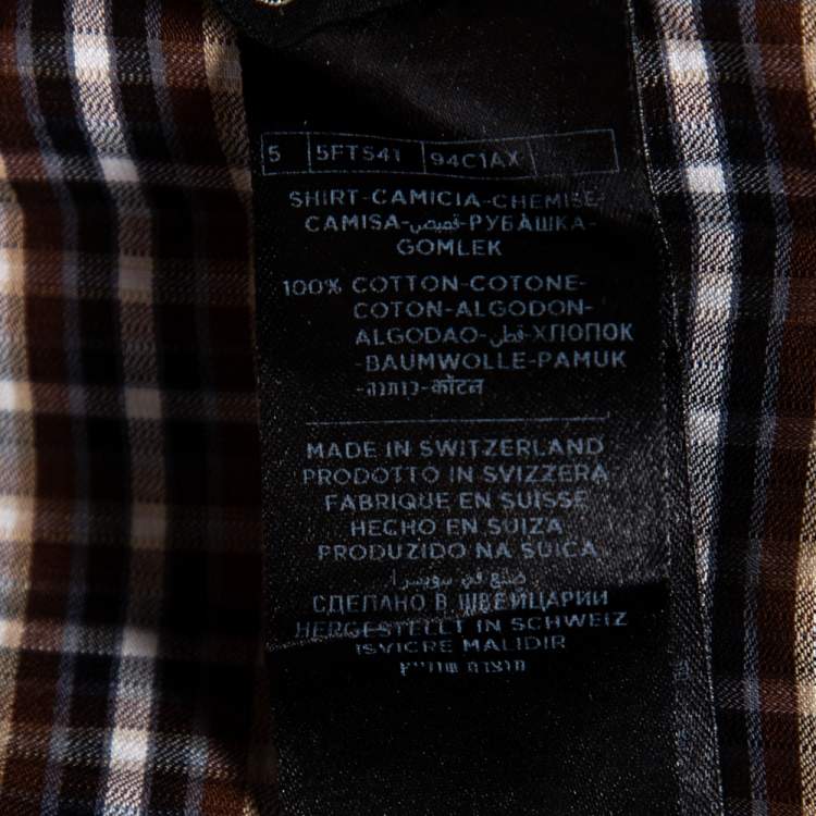 Pre Owned Tom Ford Brown Checkered Cotton Button Front Shirt S