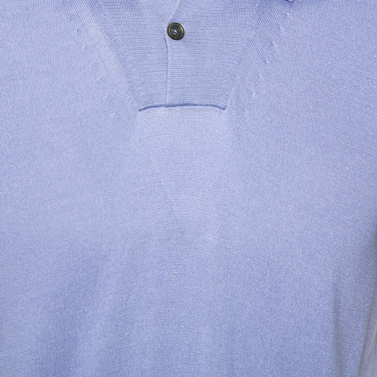Pre Owned Tom Ford Blue Silk Knit Short Sleeve Tailored Polo T-Shirt XL