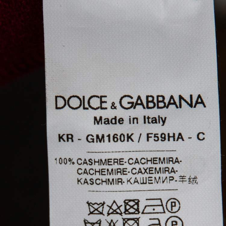 Pre Owned Dolce & Gabbana Maroon Cashmere Bee & Crown Embroidered Hoodie XL