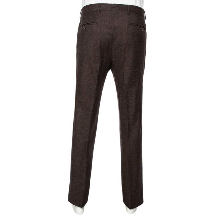 Pre Owned Tom Ford Brown Wool & Cashmere Straight Leg Pants M