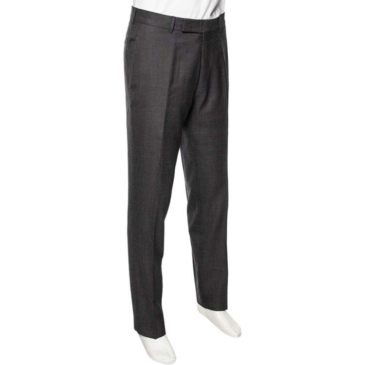 Pre Owned Tom Ford Grey Wool & Silk Tapered Leg Pants L