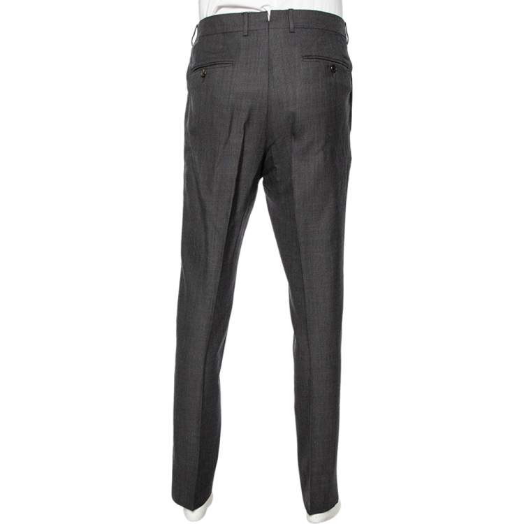 Pre Owned Tom Ford Grey Wool & Silk Tapered Leg Pants L