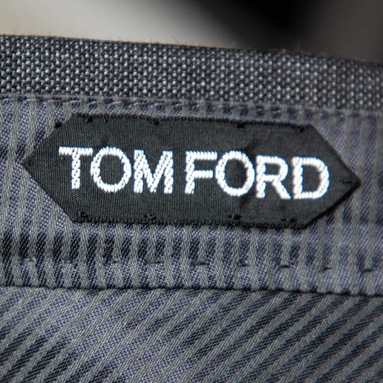 Pre Owned Tom Ford Grey Wool & Silk Tapered Leg Pants L
