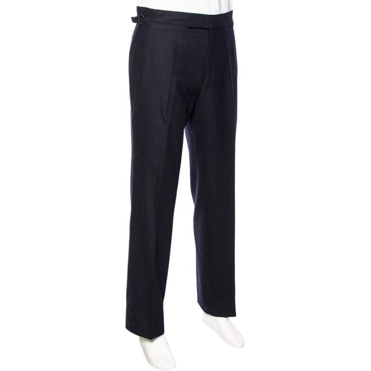 Pre Owned Tom Ford Navy Blue Wool Straight Leg Pants XL