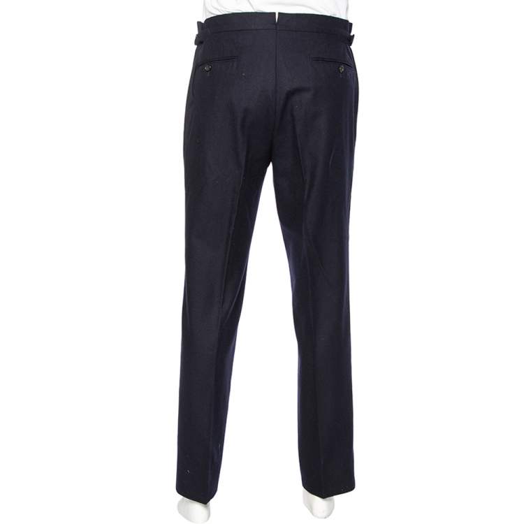 Pre Owned Tom Ford Navy Blue Wool Straight Leg Pants XL