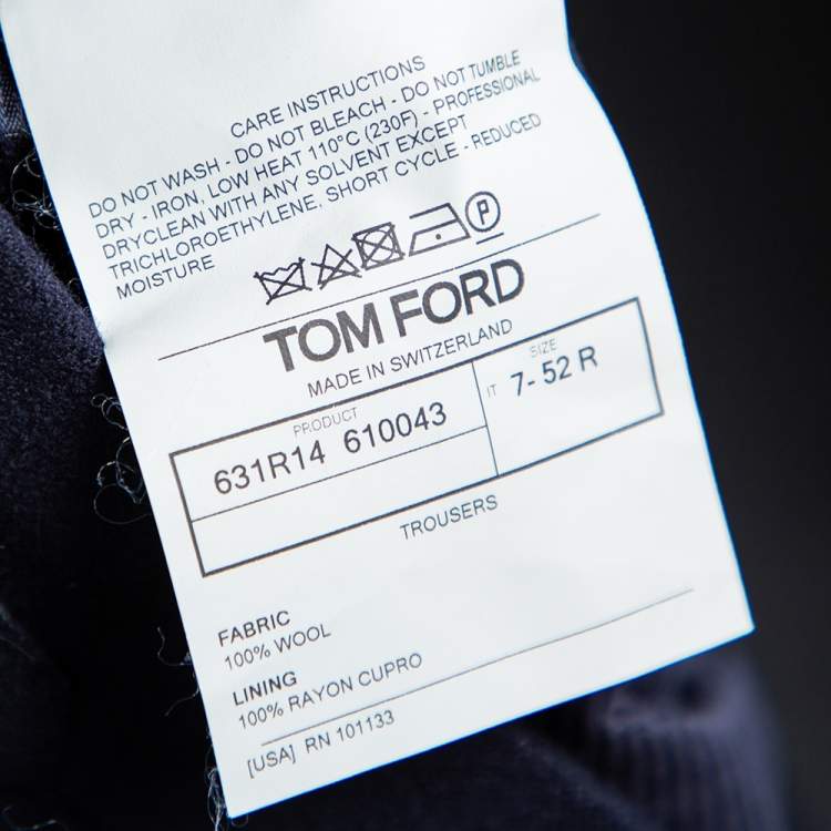 Pre Owned Tom Ford Navy Blue Wool Straight Leg Pants XL