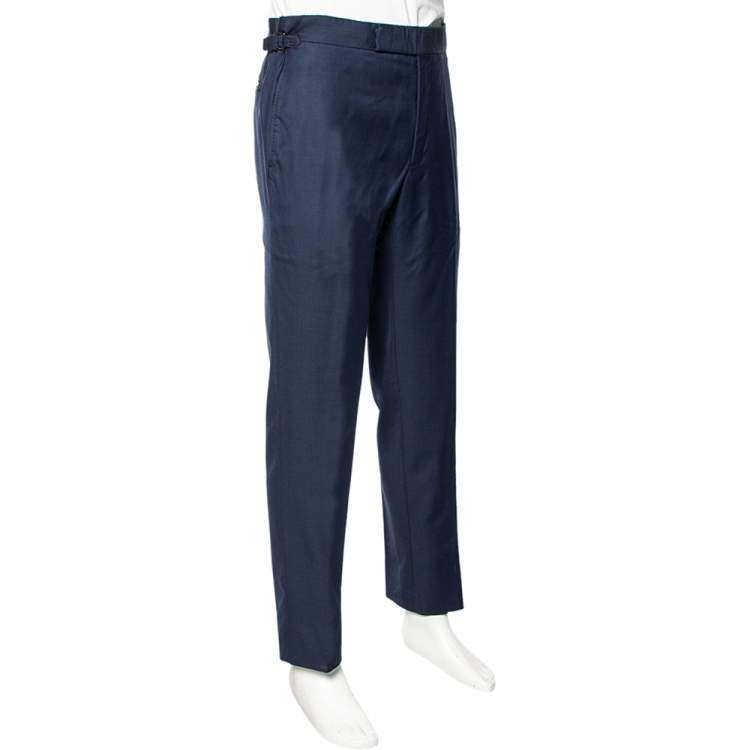 Pre Owned Tom Ford Navy Blue Wool Tapered Leg Pants XL