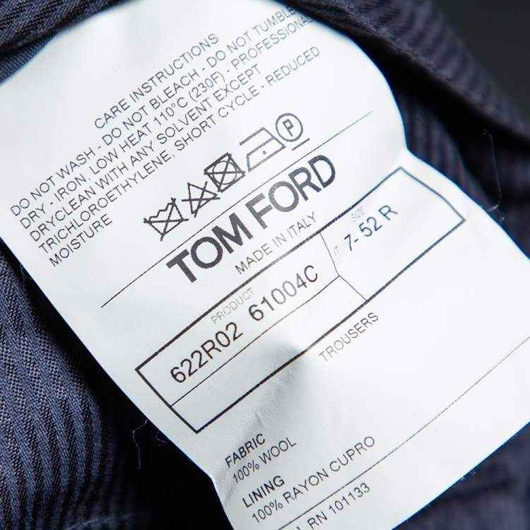 Pre Owned Tom Ford Navy Blue Wool Tapered Leg Pants XL