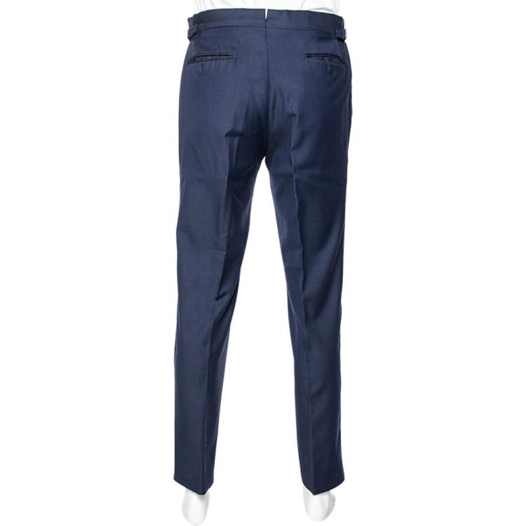Pre Owned Tom Ford Navy Blue Wool Tapered Leg Pants XL