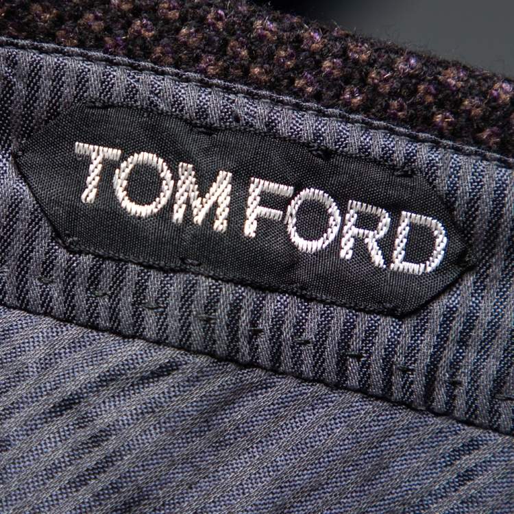Pre Owned Tom Ford Black Patterned Cashmere & Wool Straight Leg Pants L