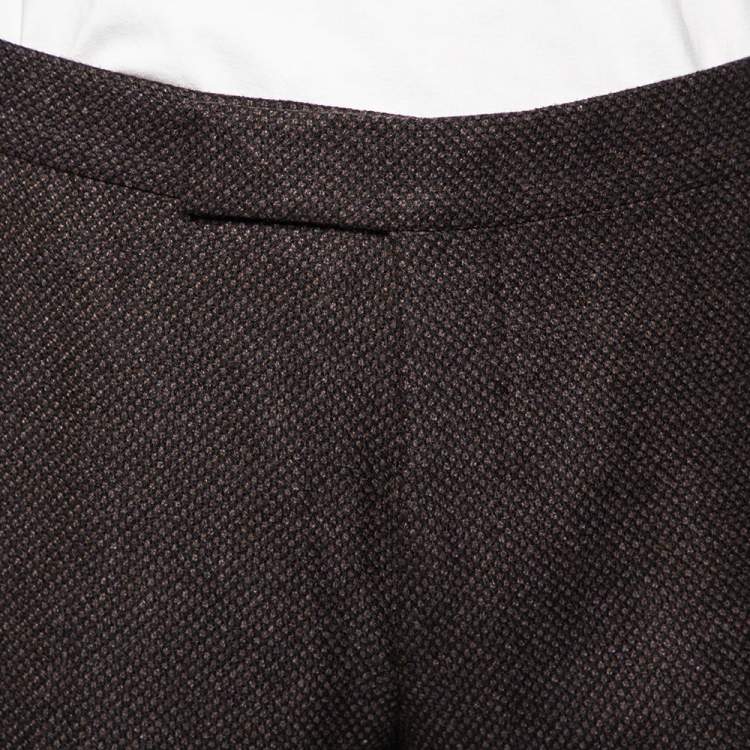 Pre Owned Tom Ford Black Patterned Cashmere & Wool Straight Leg Pants L