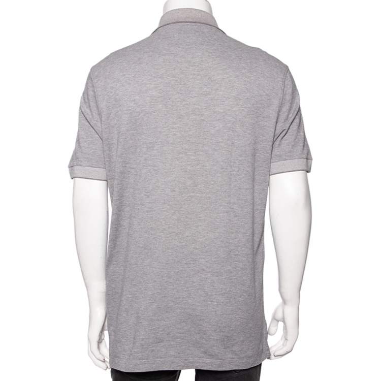 Pre Owned Tom Ford Light Grey Cotton Pique Tonal Polo T-Shirt 3XL