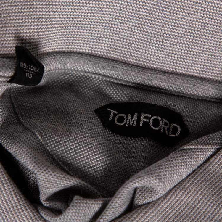 Pre Owned Tom Ford Light Grey Cotton Pique Tonal Polo T-Shirt 3XL