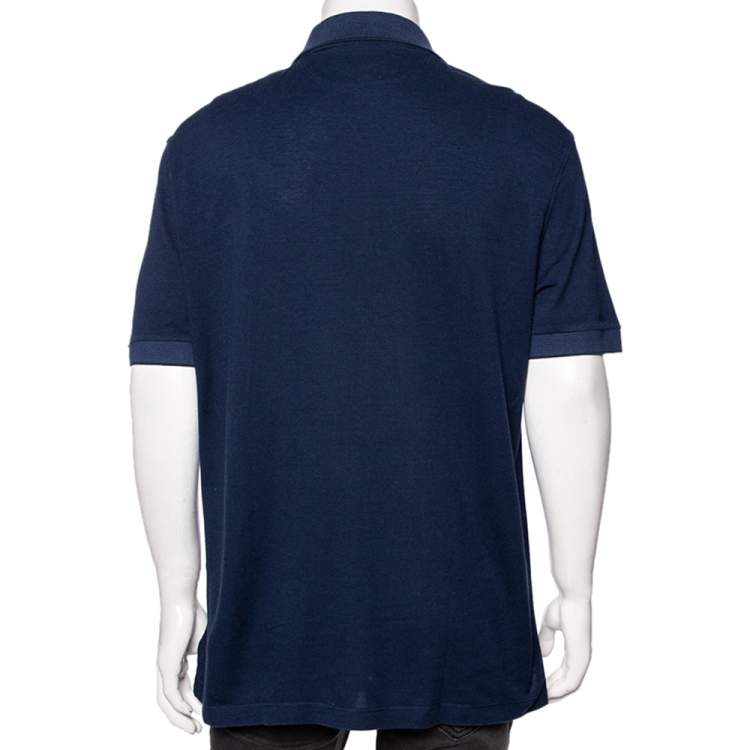 Pre Owned Tom Ford Navy Blue Cotton Pique Polo T-Shirt 3XL