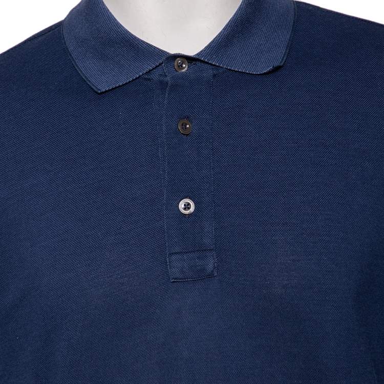 Pre Owned Tom Ford Navy Blue Cotton Pique Polo T-Shirt 3XL