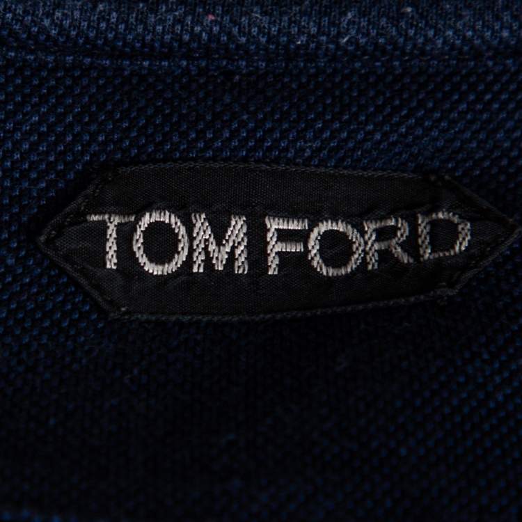 Pre Owned Tom Ford Navy Blue Cotton Pique Polo T-Shirt 3XL