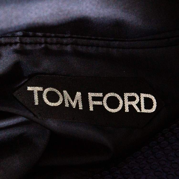 Pre Owned Tom Ford Blue Textured Shelton Cotton & Silk Single Breasted Blazer XXXL 