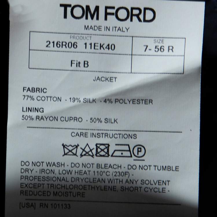 Pre Owned Tom Ford Blue Textured Shelton Cotton & Silk Single Breasted Blazer XXXL 