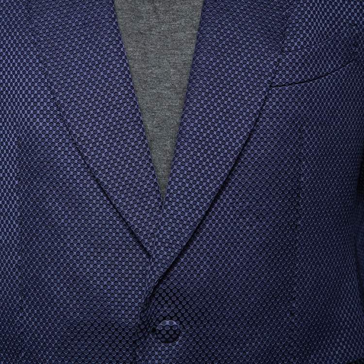 Pre Owned Tom Ford Blue Textured Shelton Cotton & Silk Single Breasted Blazer XXXL 